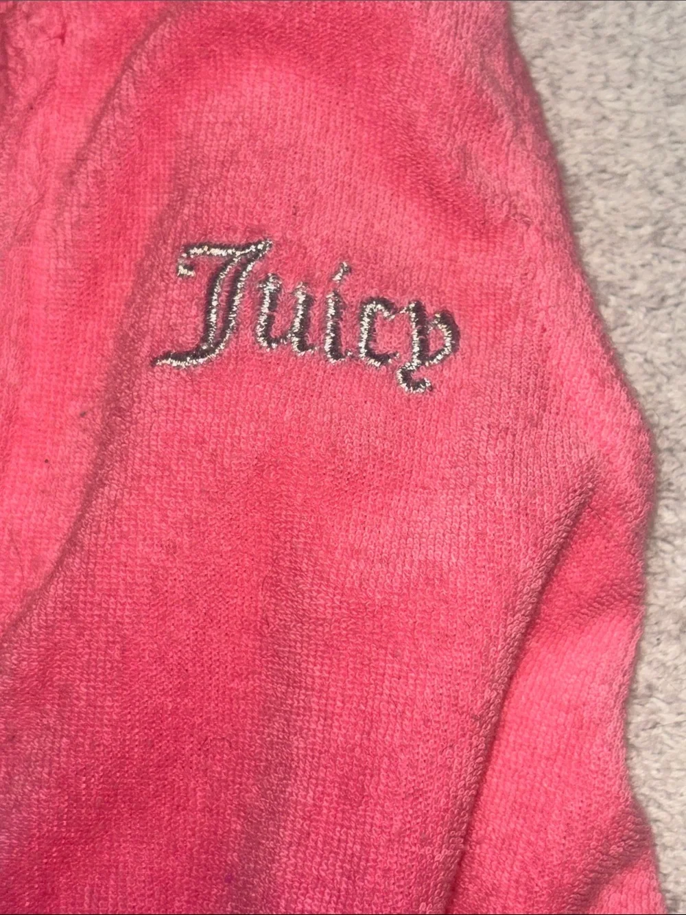 Juicy Couture Hot Pink Hooded Terry Romper with Ruffle Hem